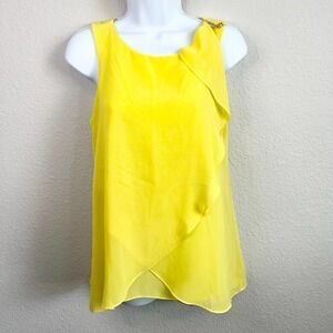 JENNIFER Lopez Yellow Layer Tank Blouse Women's XS Polyester Dressy Flowy